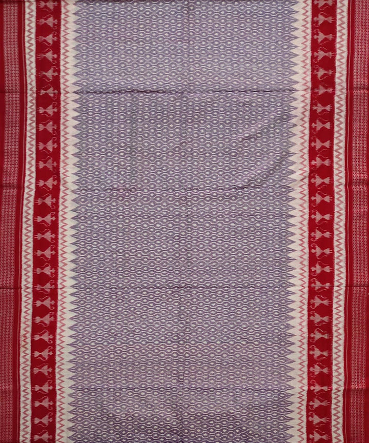 Grey red handloom cotton sambalpuri saree