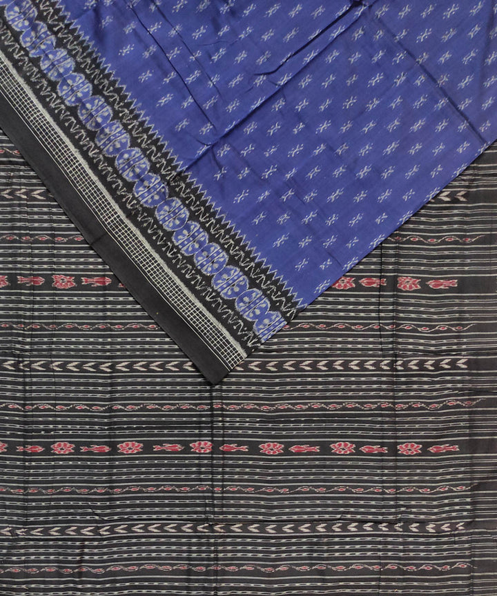 Navy blue black cotton handloom sambalpuri saree