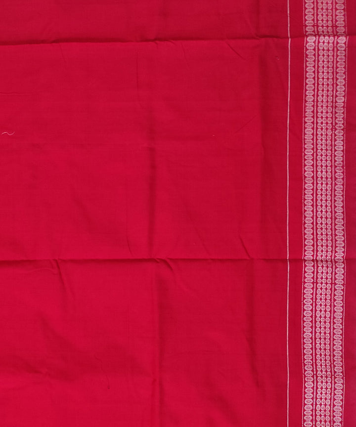 Deep chocolate brown red cotton handloom sambalpuri saree