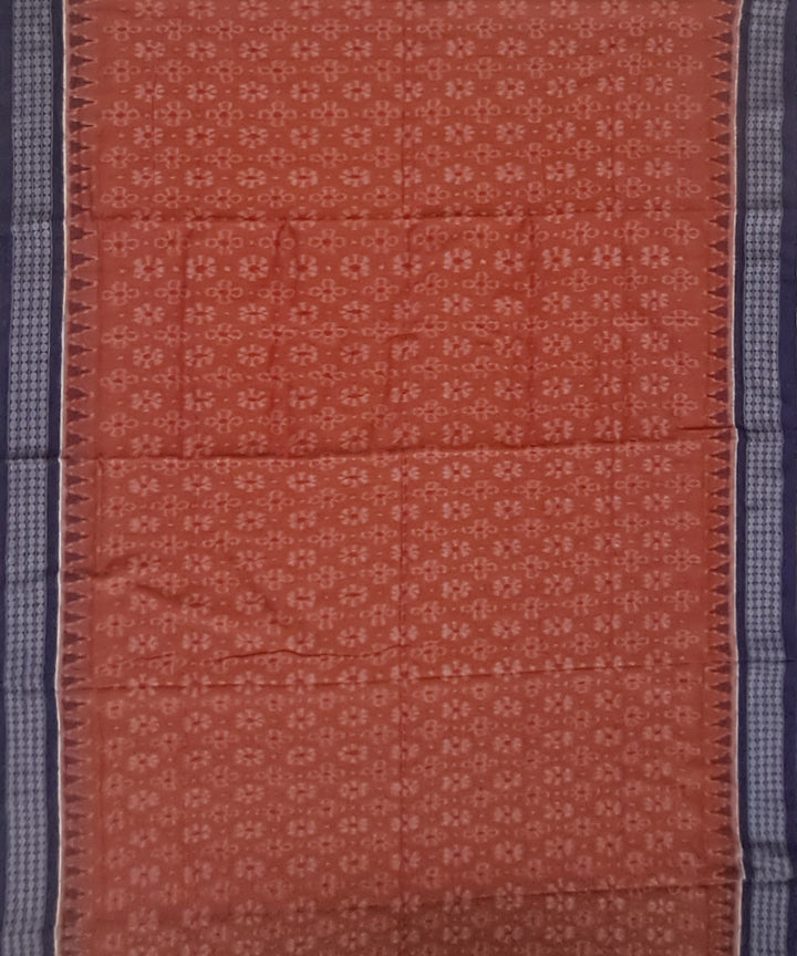 Brown navy blue cotton handloom sambalpuri saree