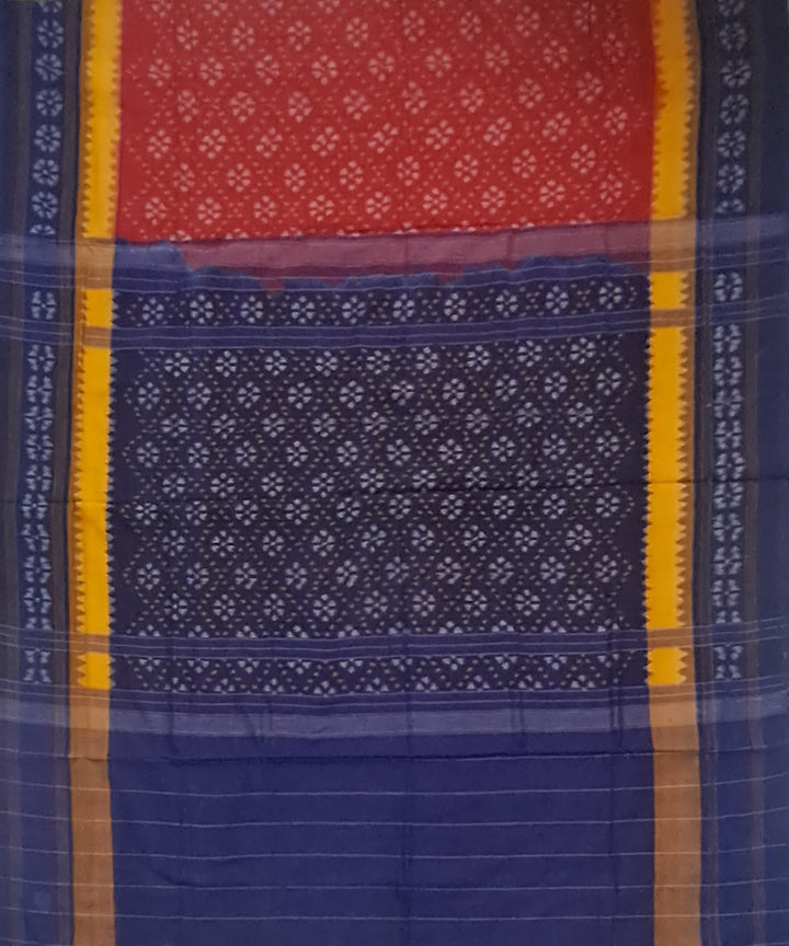 Red navy blue cotton handloom sambalpuri saree