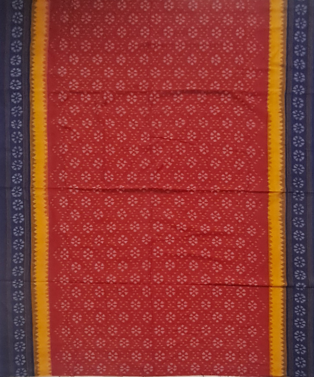 Red navy blue cotton handloom sambalpuri saree