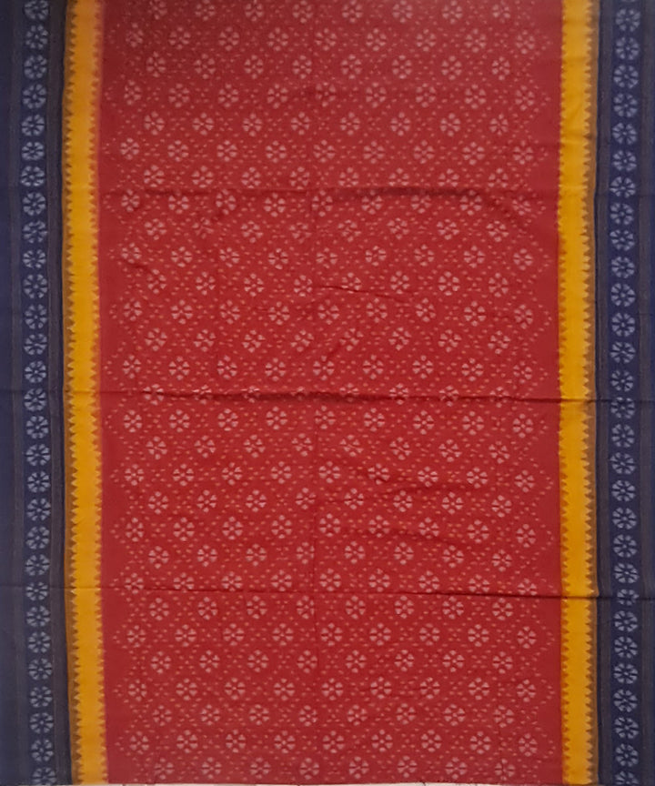 Red navy blue cotton handloom sambalpuri saree