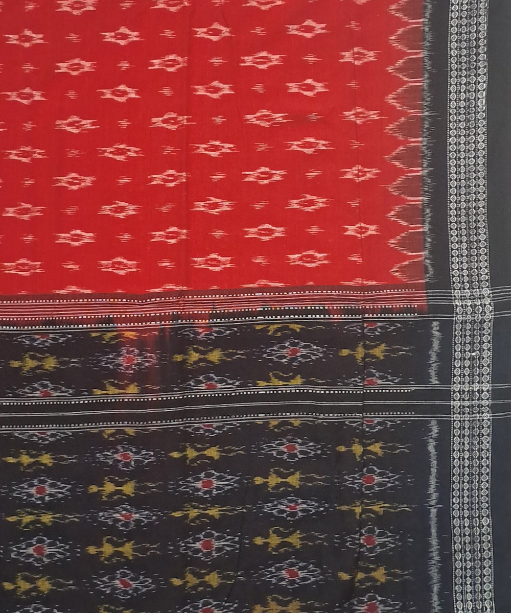 Red black handloom cotton sambalpuri saree