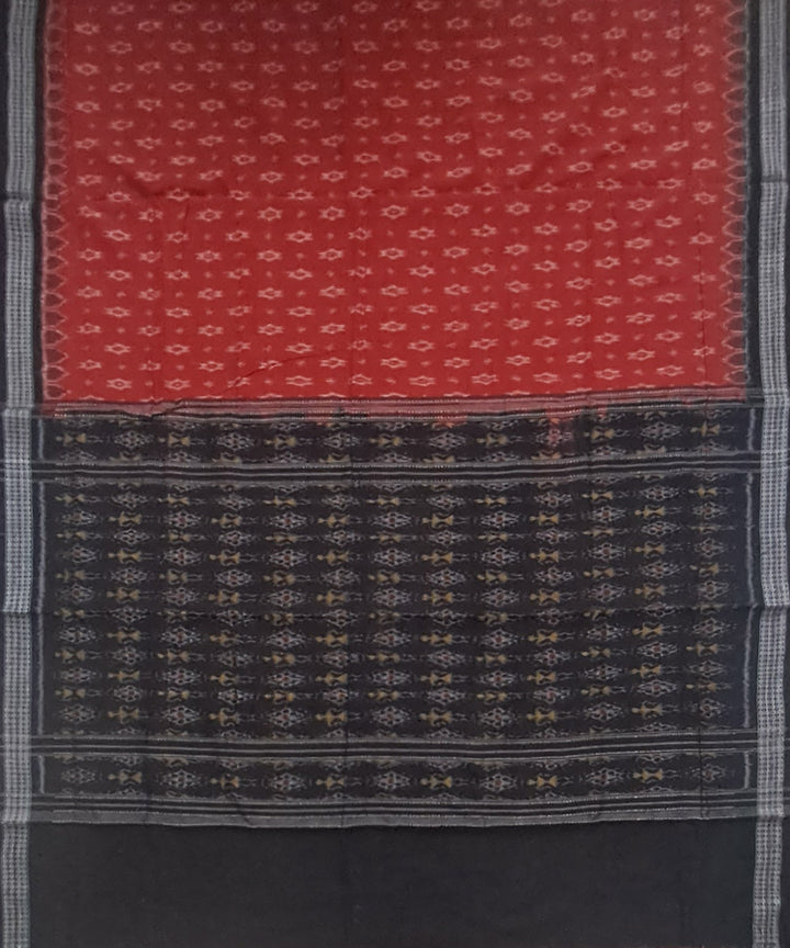 Red black handloom cotton sambalpuri saree