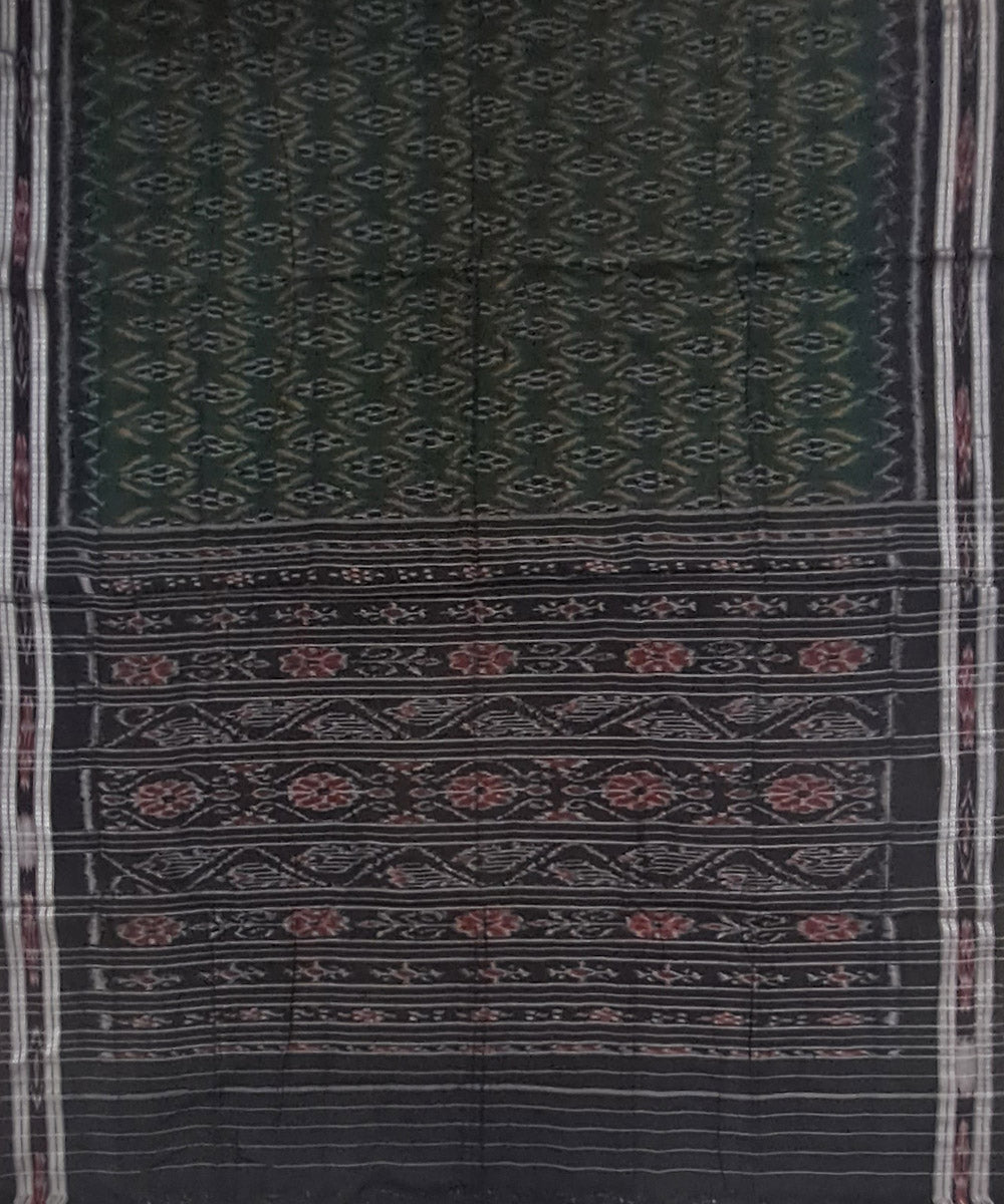 Dark green black cotton handloom sambalpuri saree