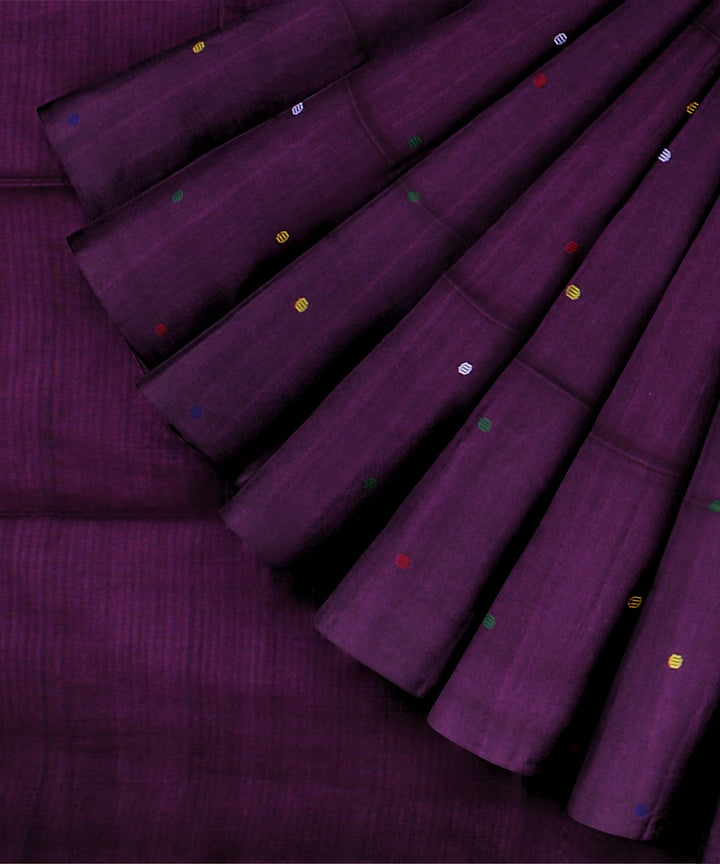 Purple handloom cotton bengal saree