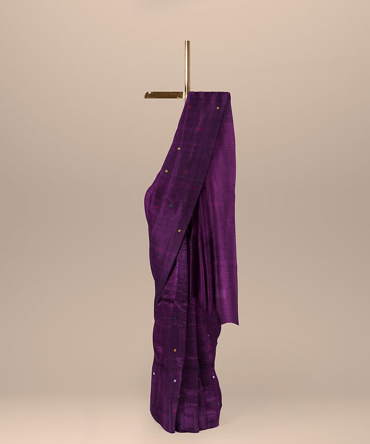 Purple handloom cotton bengal saree