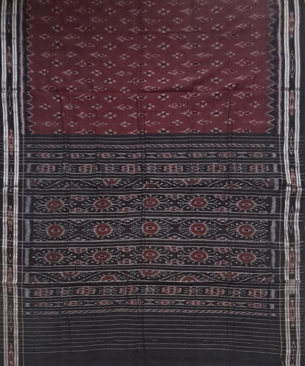 Maroon black bandhabichitra handloom nuapatna cotton saree