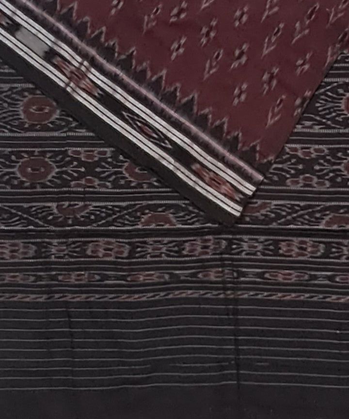 Maroon black bandhabichitra handloom nuapatna cotton saree