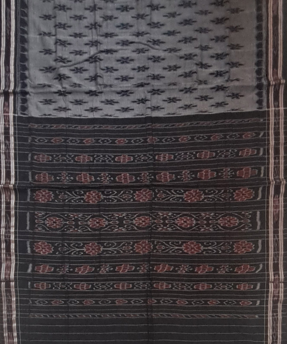 Grey black cotton handloom nuapatna saree