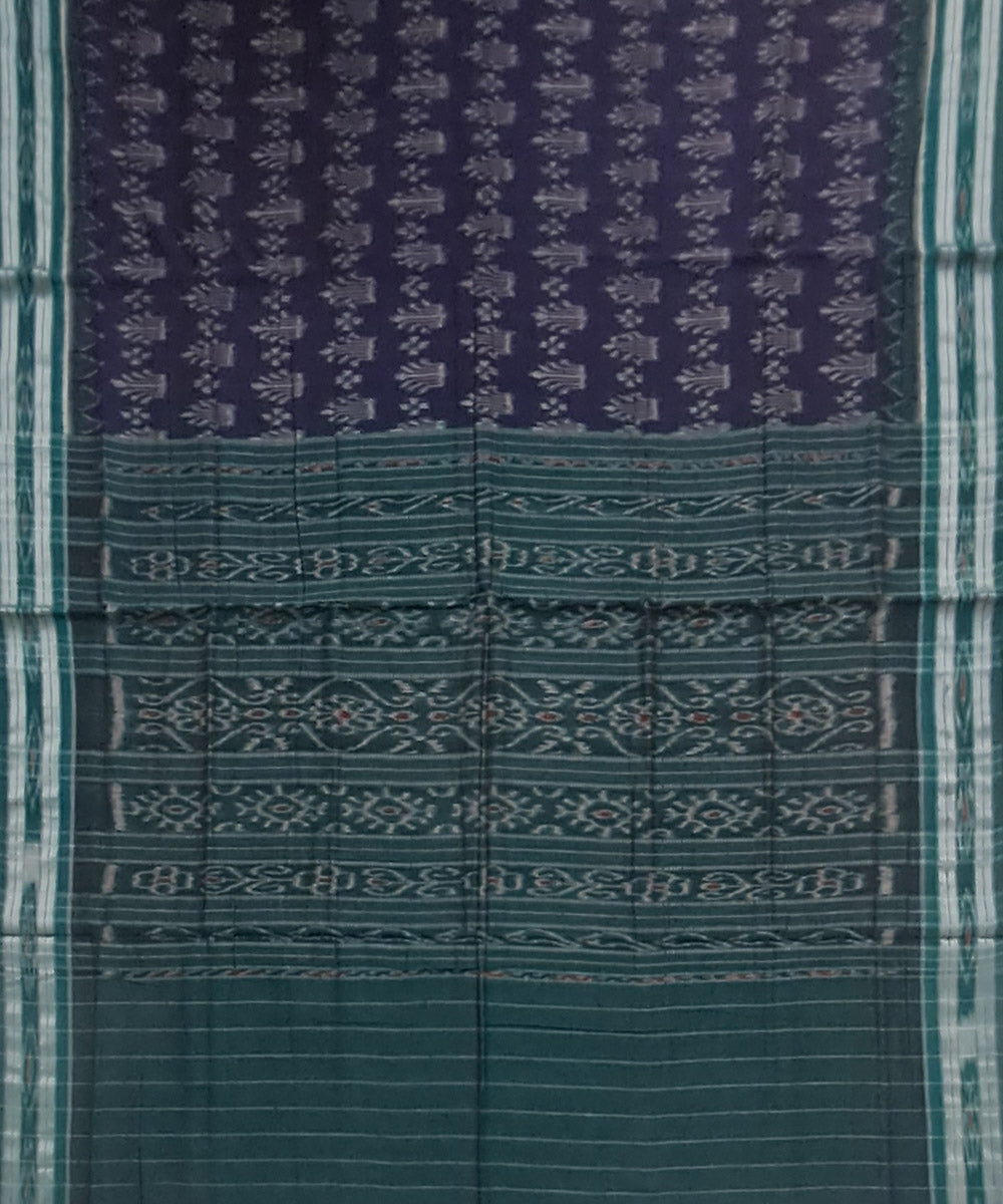 Navy blue deep green cotton handloom nuapatna saree