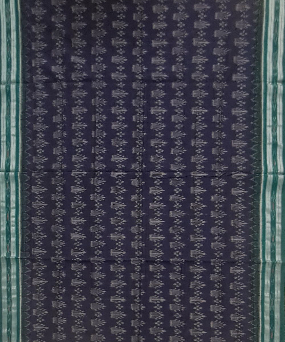 Navy blue deep green cotton handloom nuapatna saree