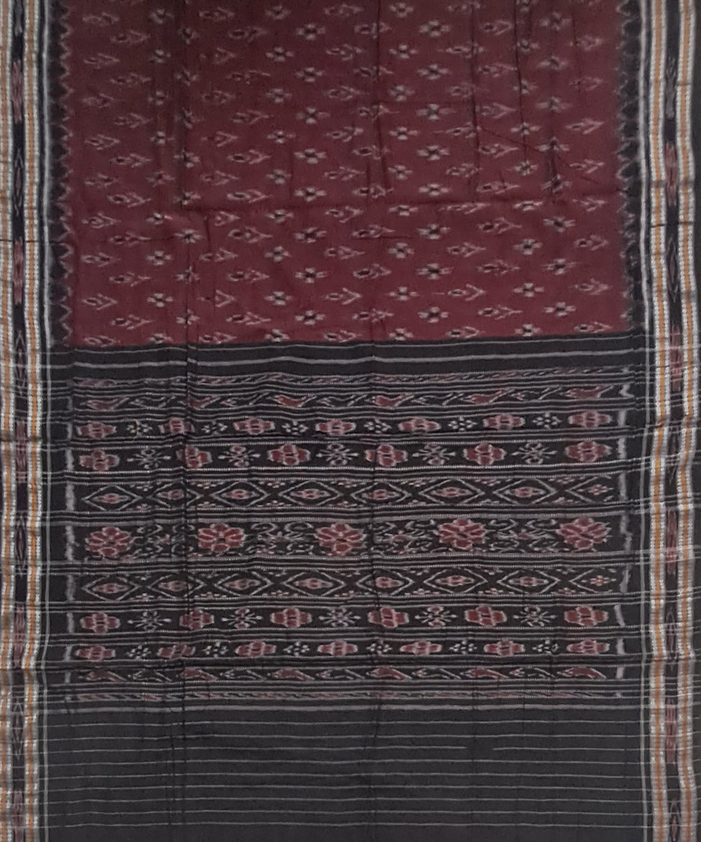 Maroon black handloom nuapatna cotton saree