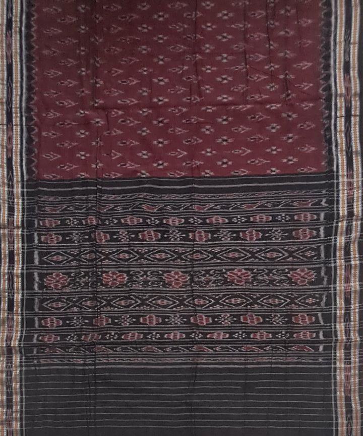 Maroon black handloom nuapatna cotton saree