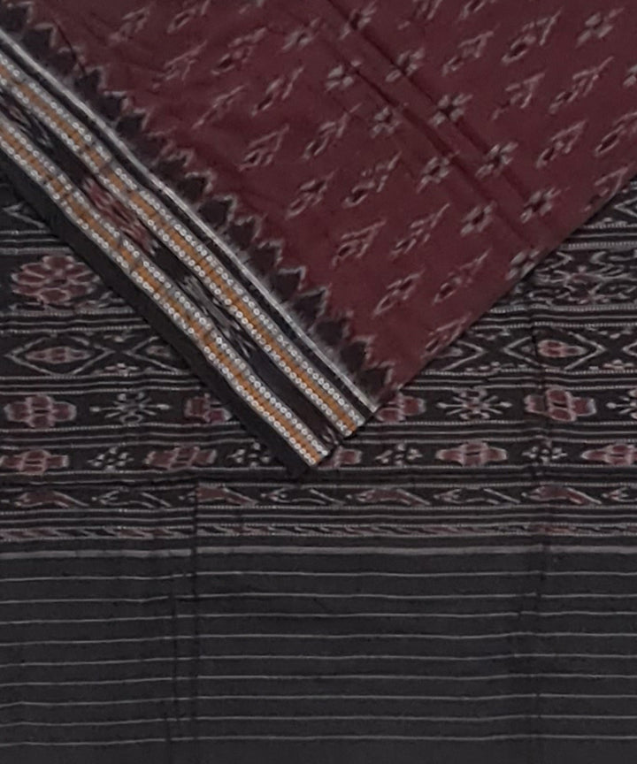 Maroon black handloom nuapatna cotton saree