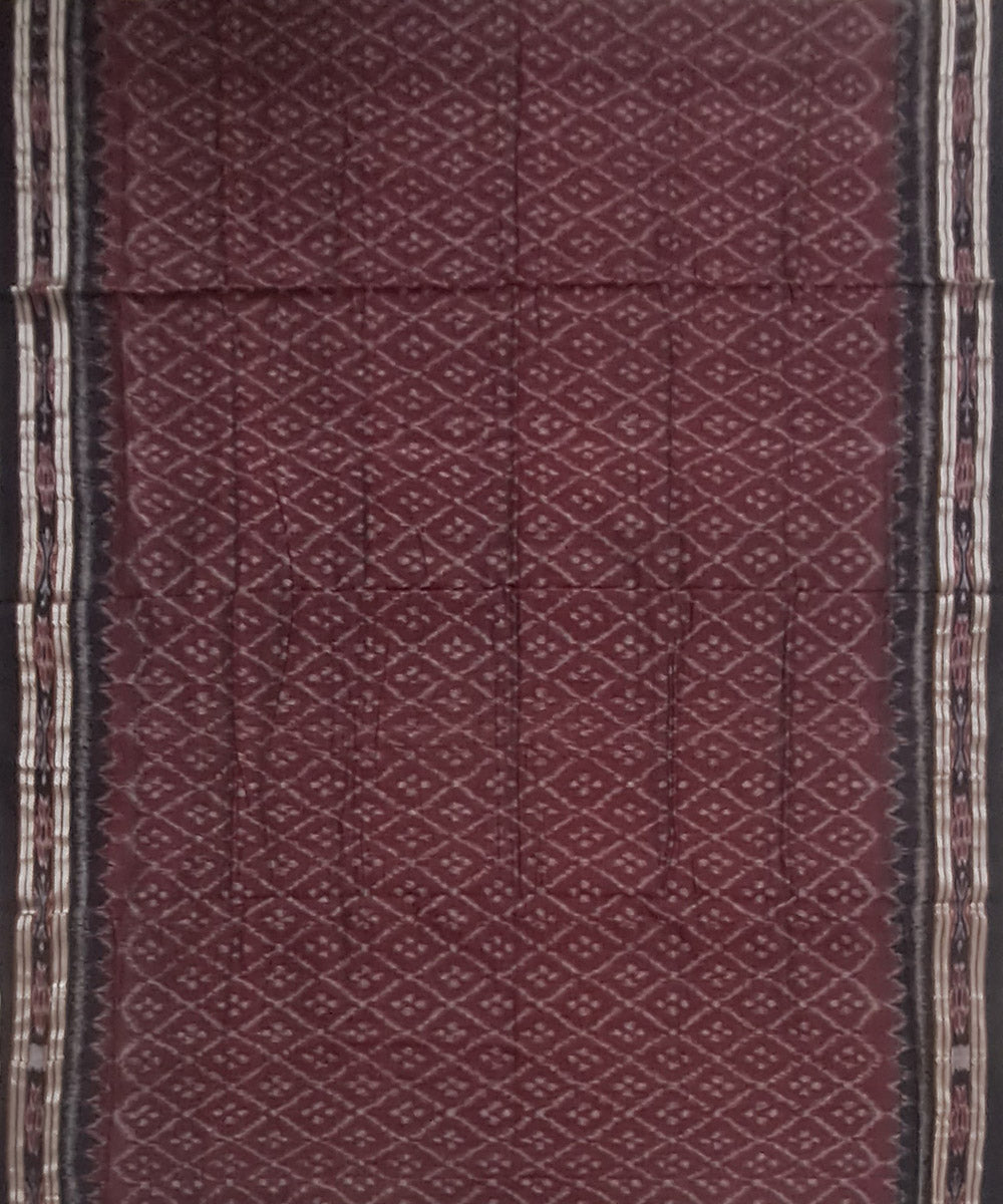 Maroon black handwoven nuapatna cotton saree