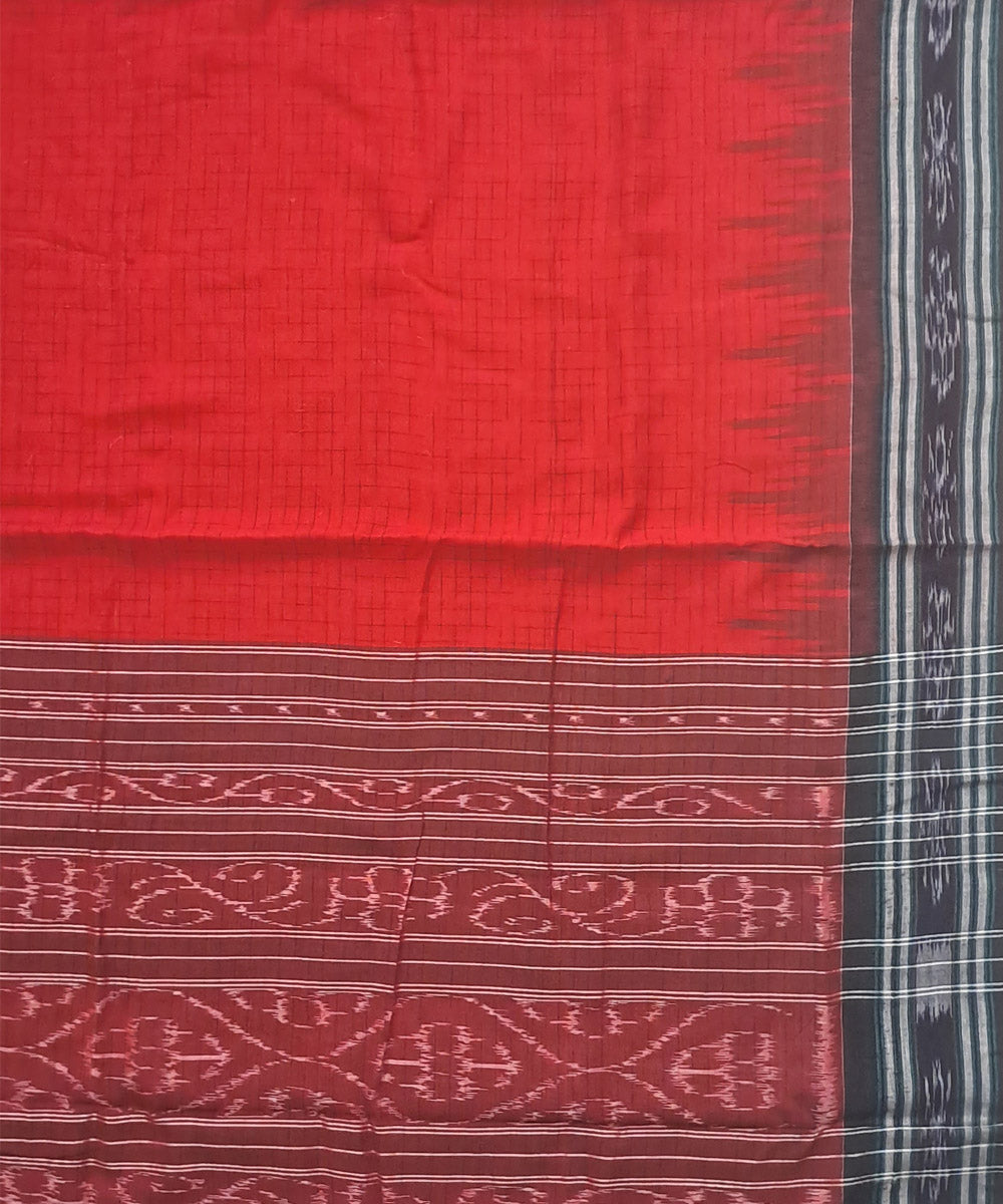 Red black temple border handloom nuapatna cotton saree