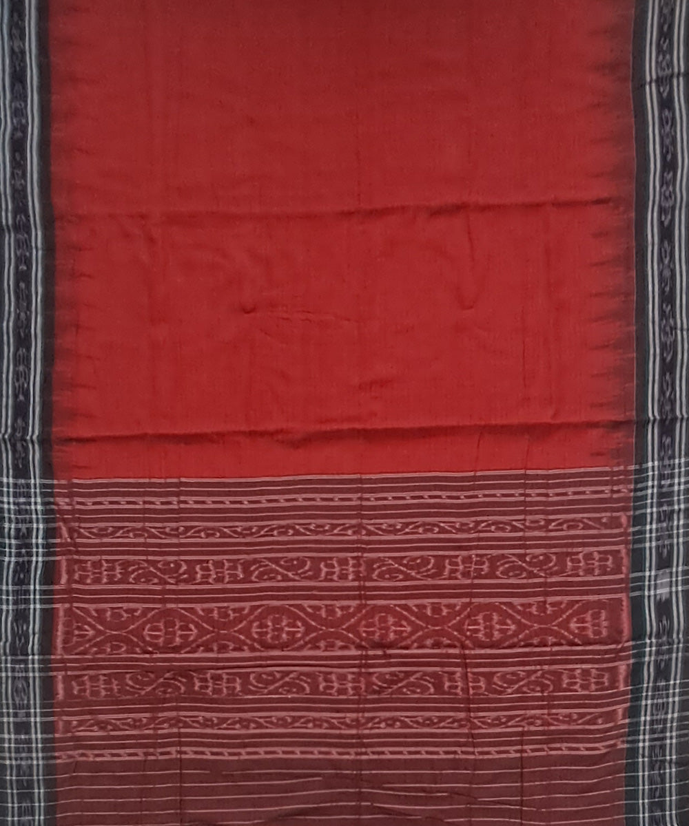 Red black temple border handloom nuapatna cotton saree