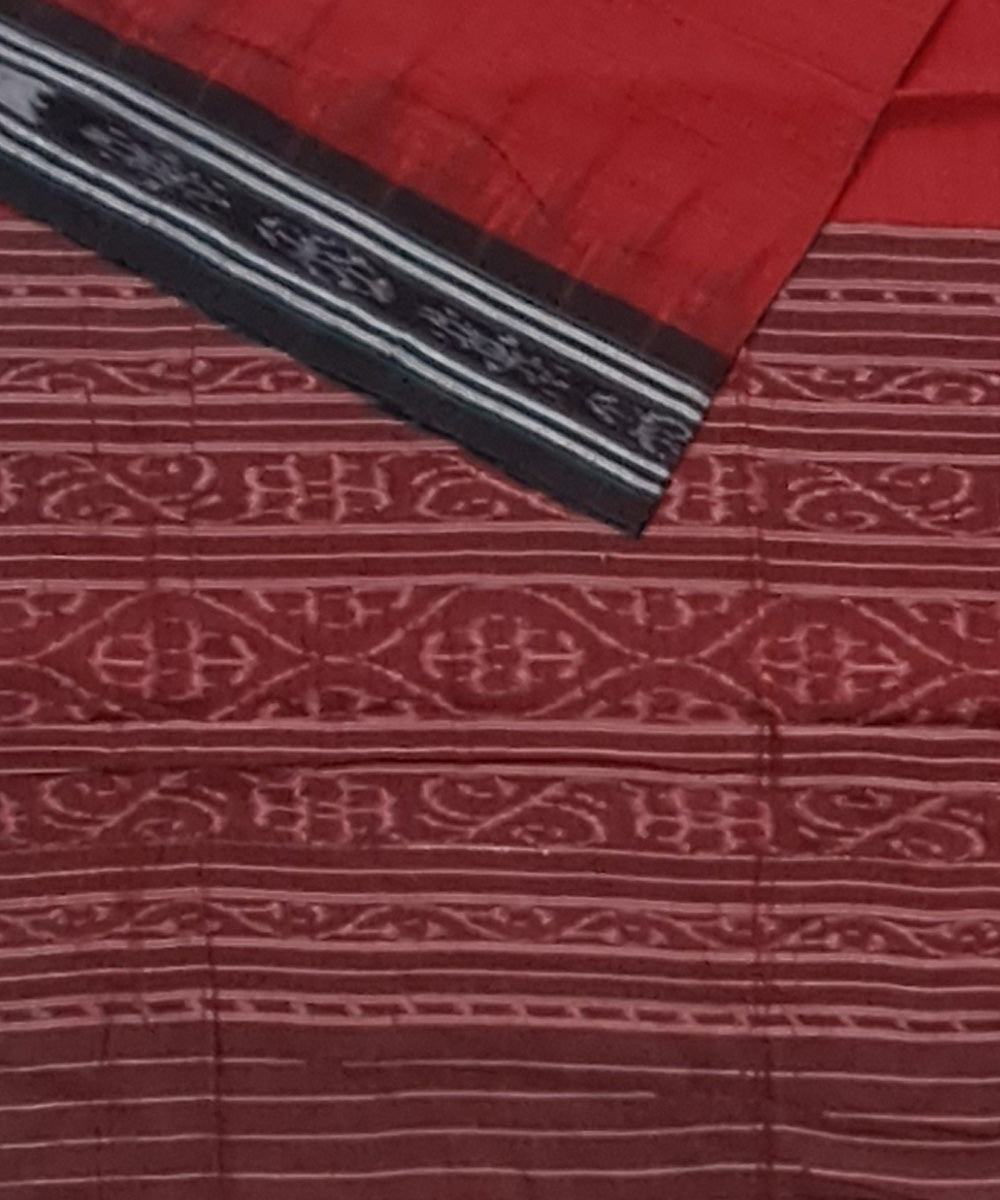 Red black temple border handloom nuapatna cotton saree