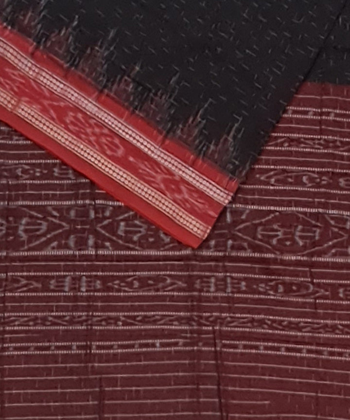 Black maroon temple border handloom nuapatna cotton saree