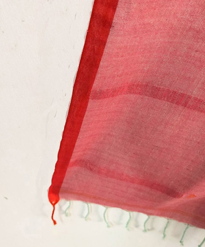 Red pink stripe handwoven cotton bengal stole