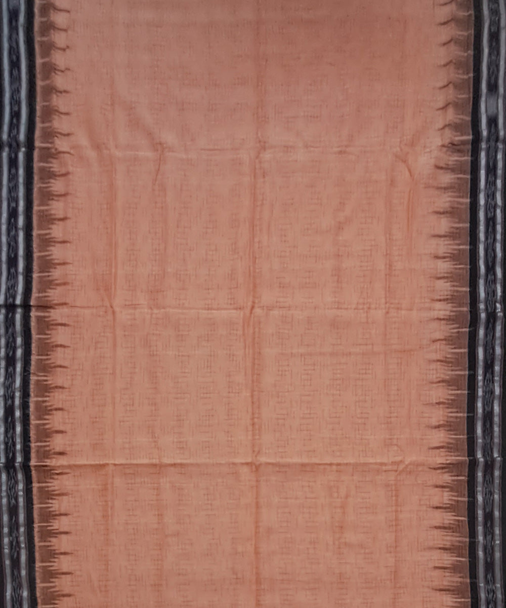 Peach black temple border handloom nuapatna cotton saree