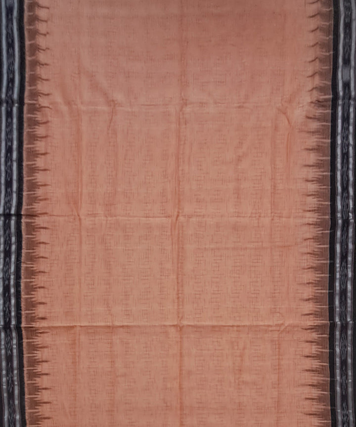 Peach black temple border handloom nuapatna cotton saree