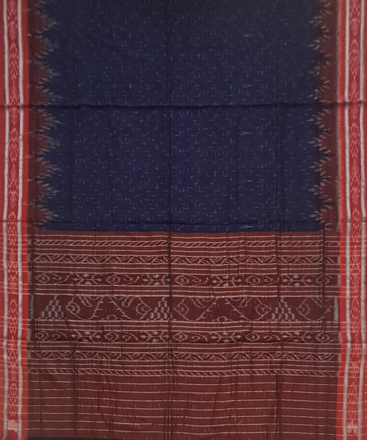 Navy blue maroon temple border handloom nuapatna cotton saree