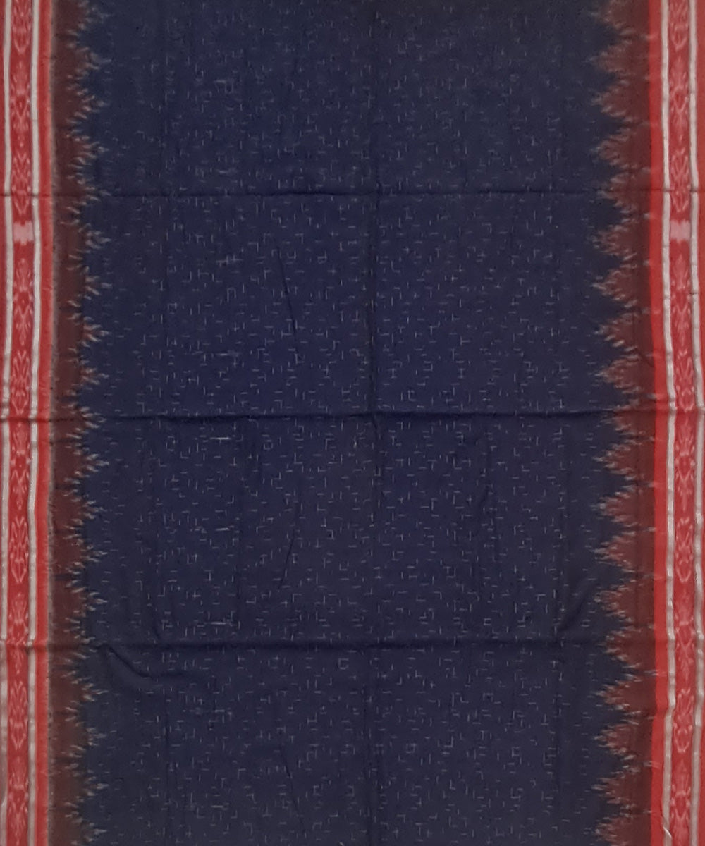 Navy blue maroon temple border handloom nuapatna cotton saree