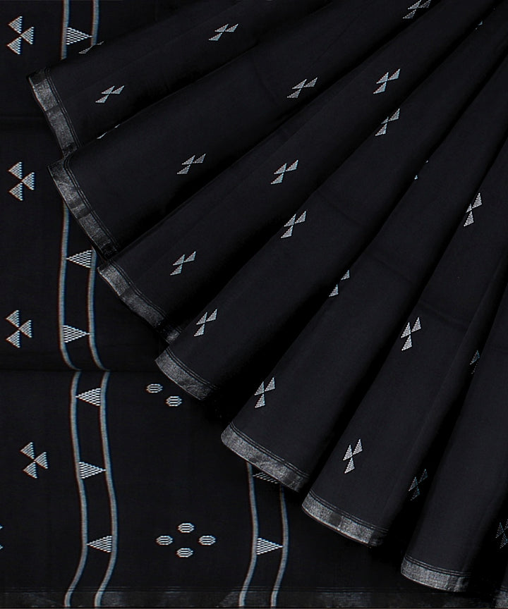 Black white handloom bengal cotton saree