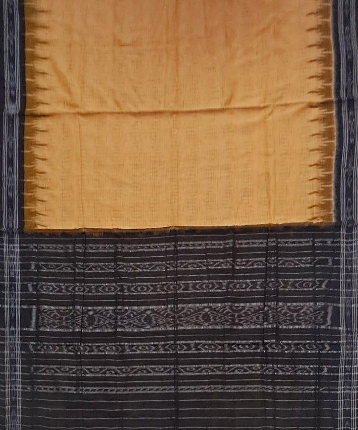 Cream black cotton handloom nuapatna saree