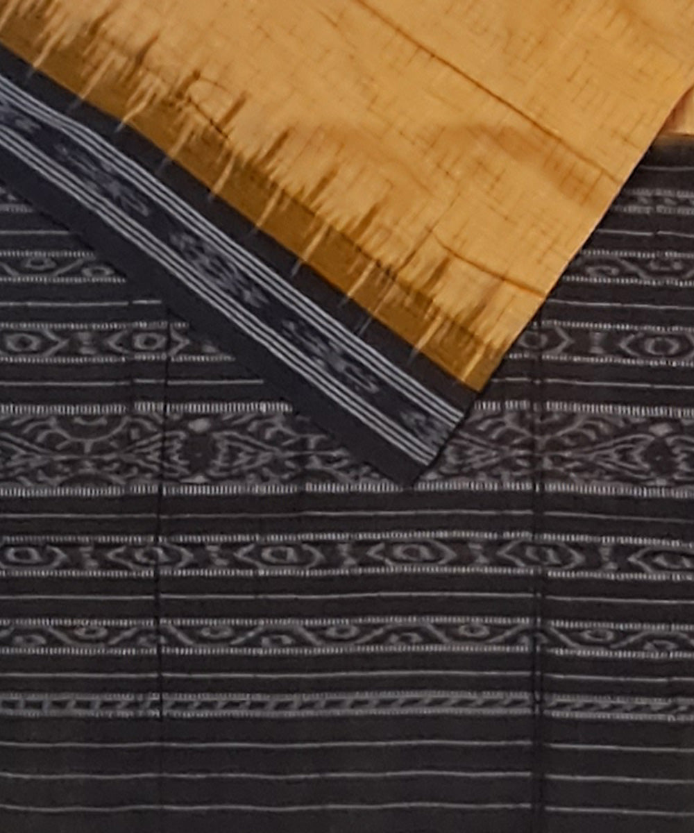 Cream black cotton handloom nuapatna saree