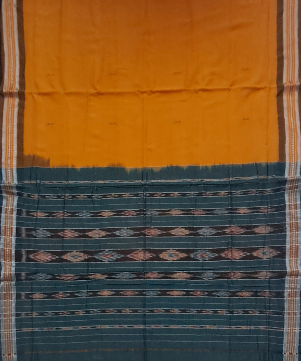 Yellow green cotton handloom nuapatna saree