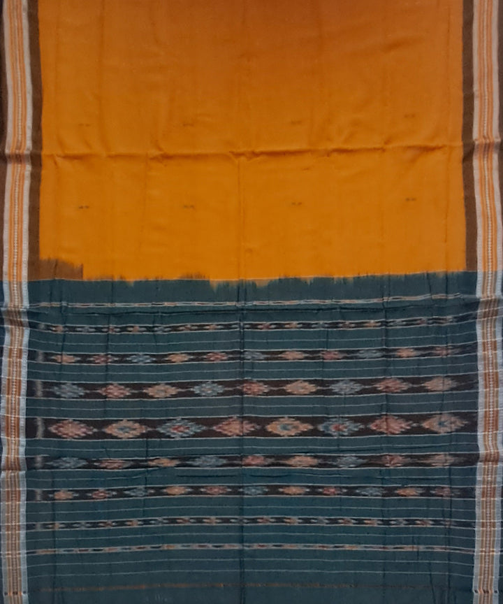 Yellow green cotton handloom nuapatna saree