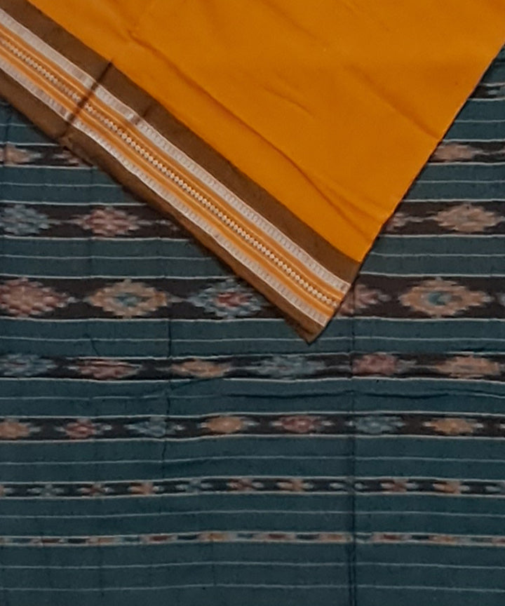 Yellow green cotton handloom nuapatna saree