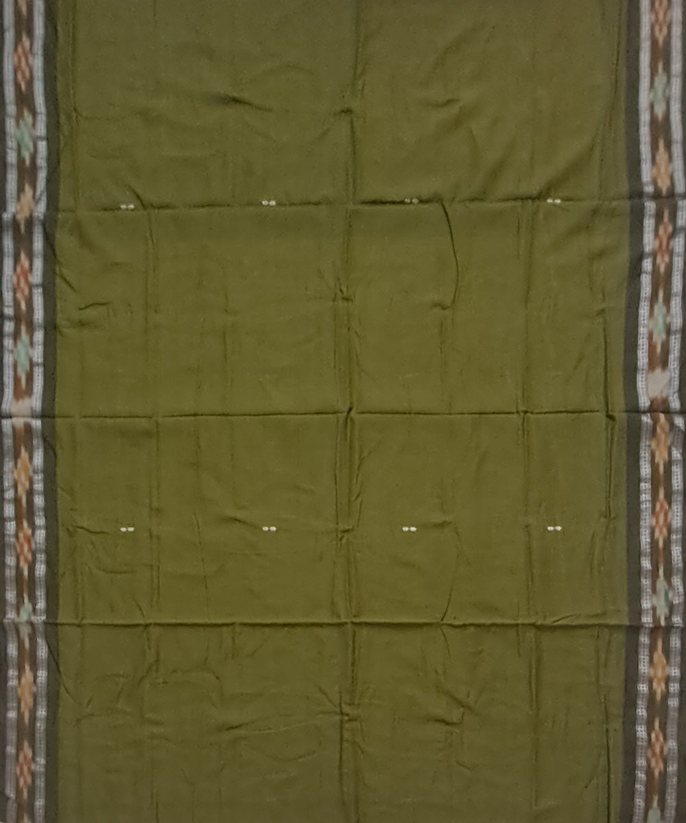 Olive green black cotton handloom nuapatna saree