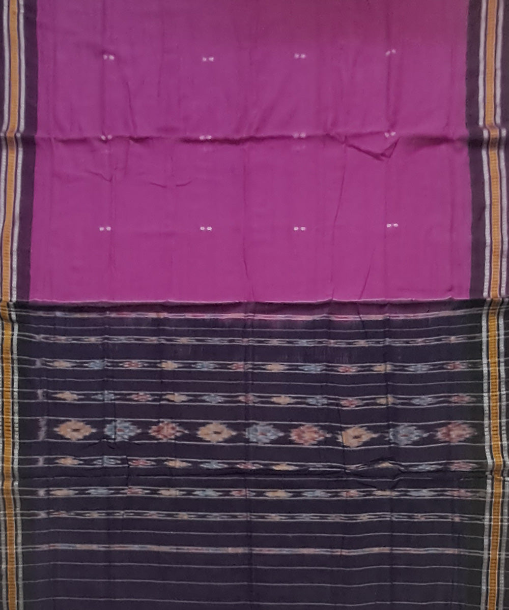 Purple black cotton handloom nuapatna saree