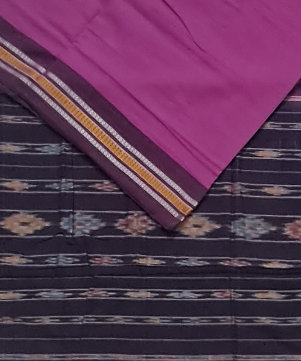 Purple black cotton handloom nuapatna saree