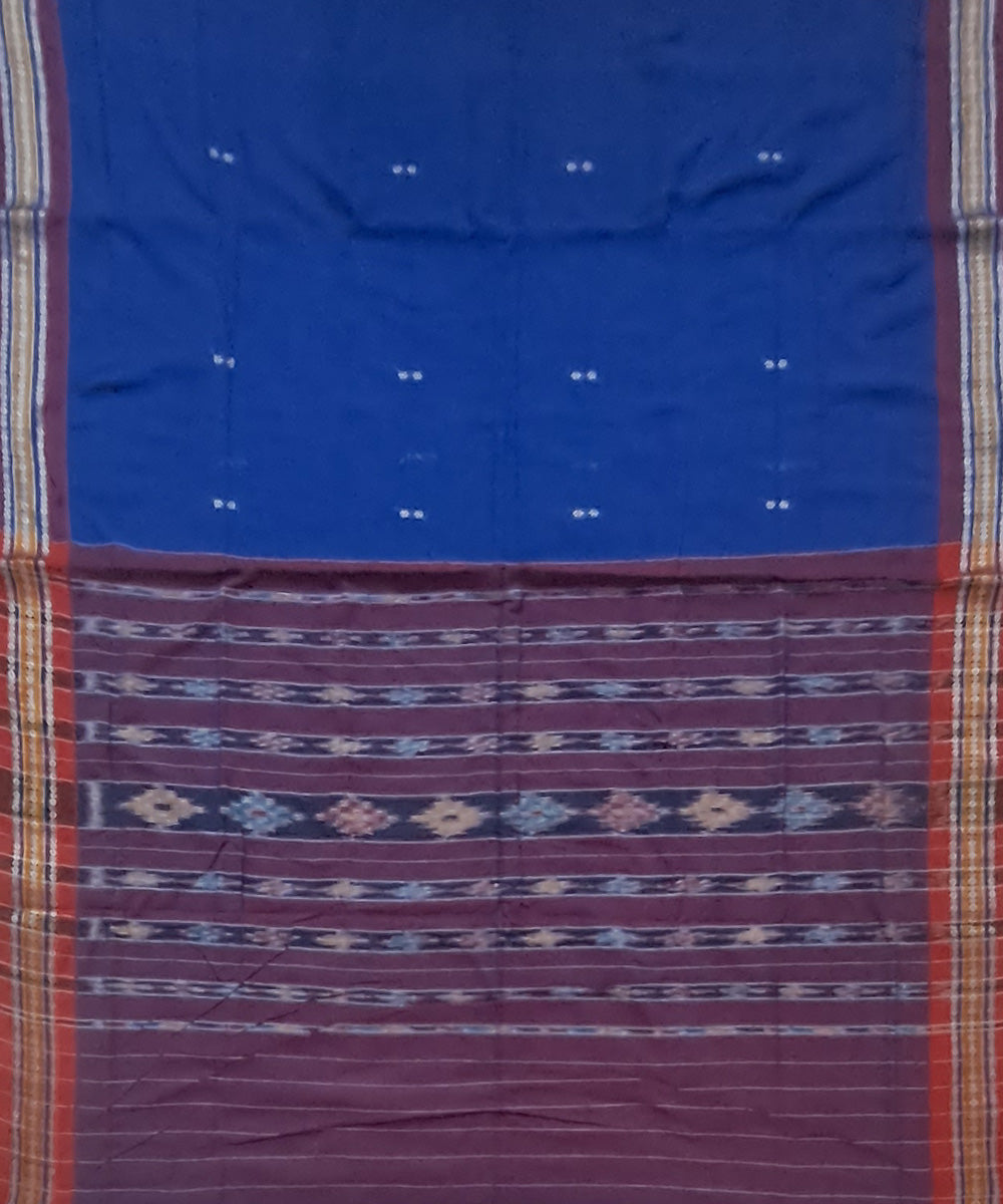 Navy blue maroon cotton handloom nuapatna saree