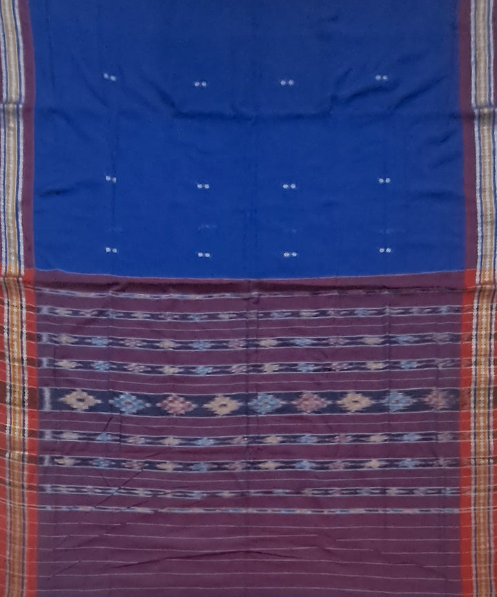 Navy blue maroon cotton handloom nuapatna saree