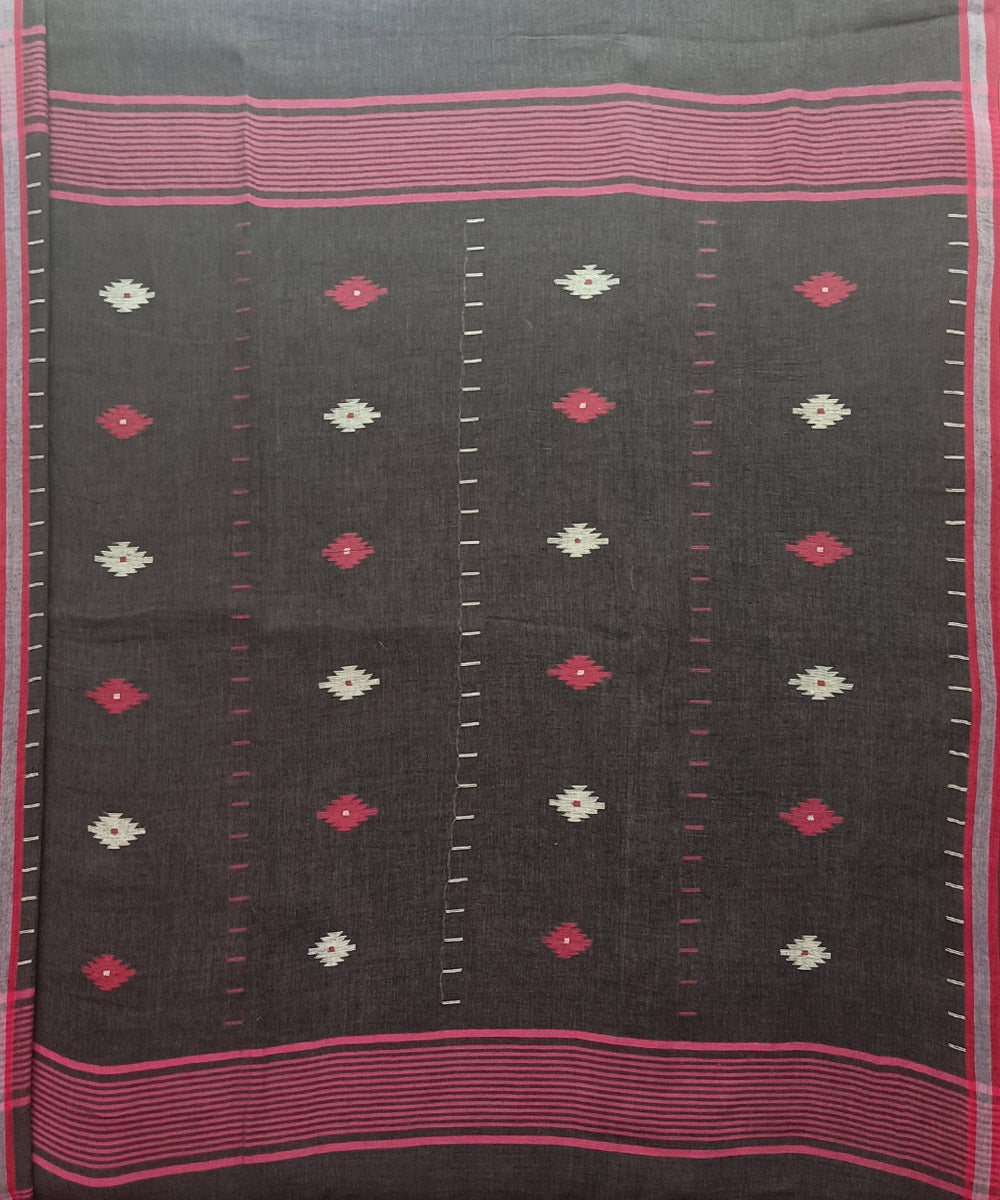 Black cotton handwoven jamdani saree