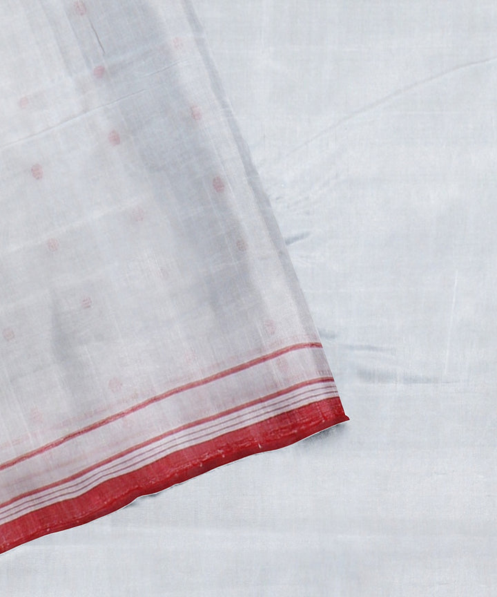 Offwhite red handloom cotton bengal saree