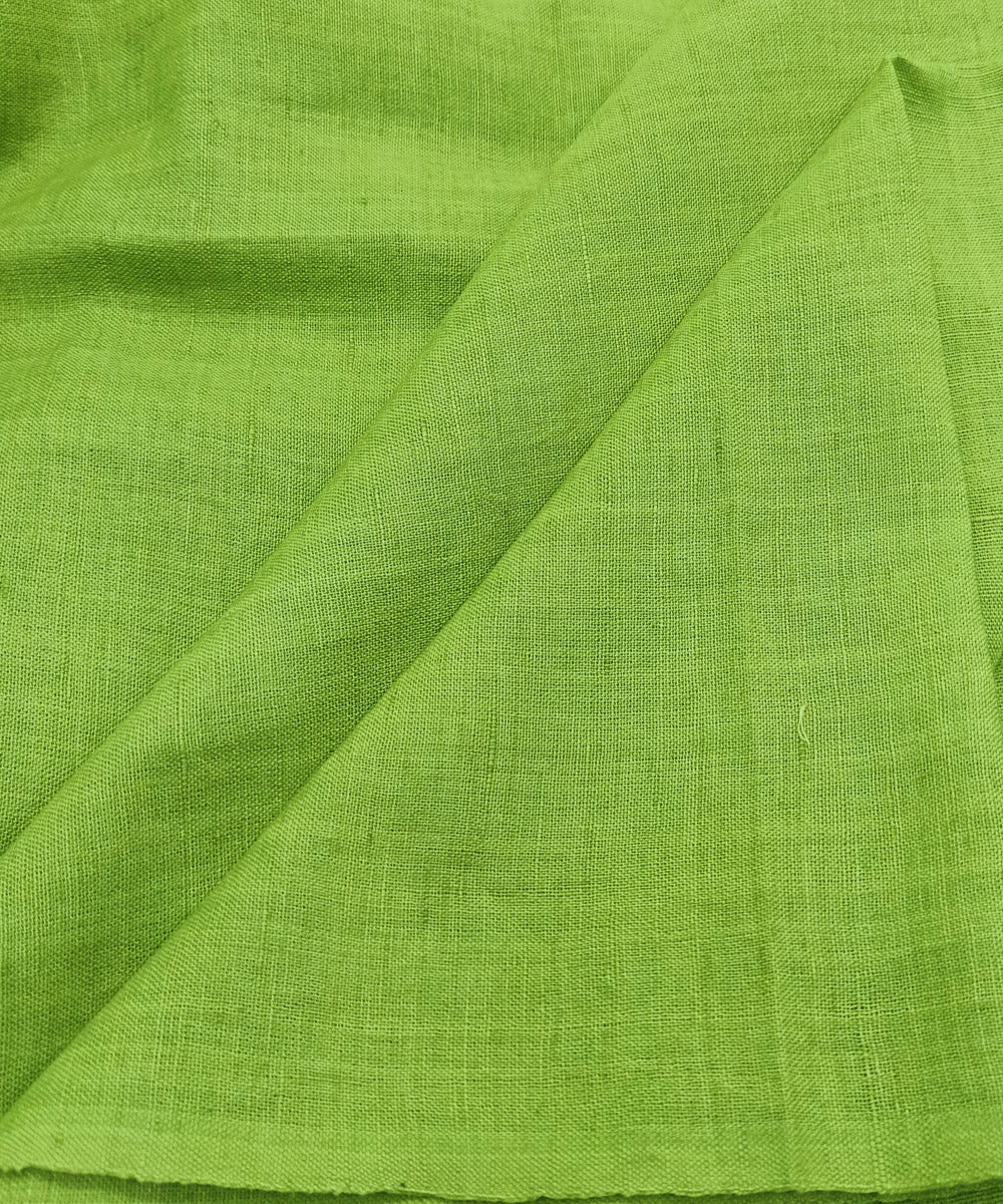 Light green handwoven linen khadi fabric