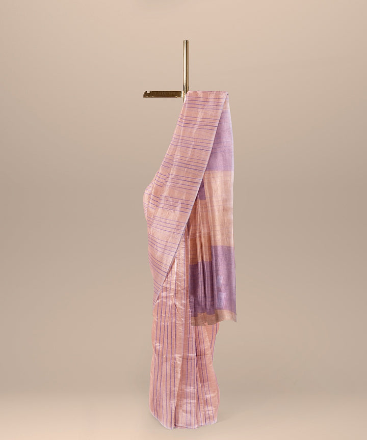 Peach orange handloom cotton bengal saree