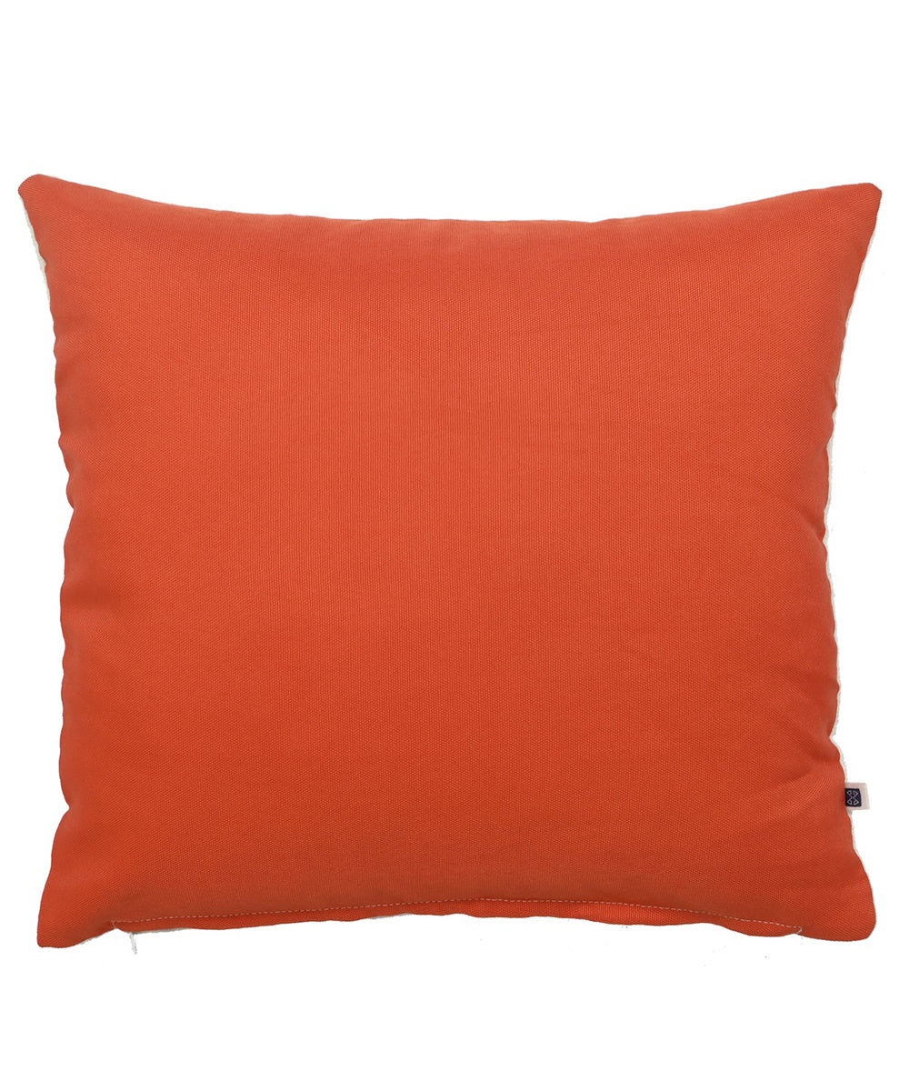 Offwhite orange hand embroidered cotton cushion cover