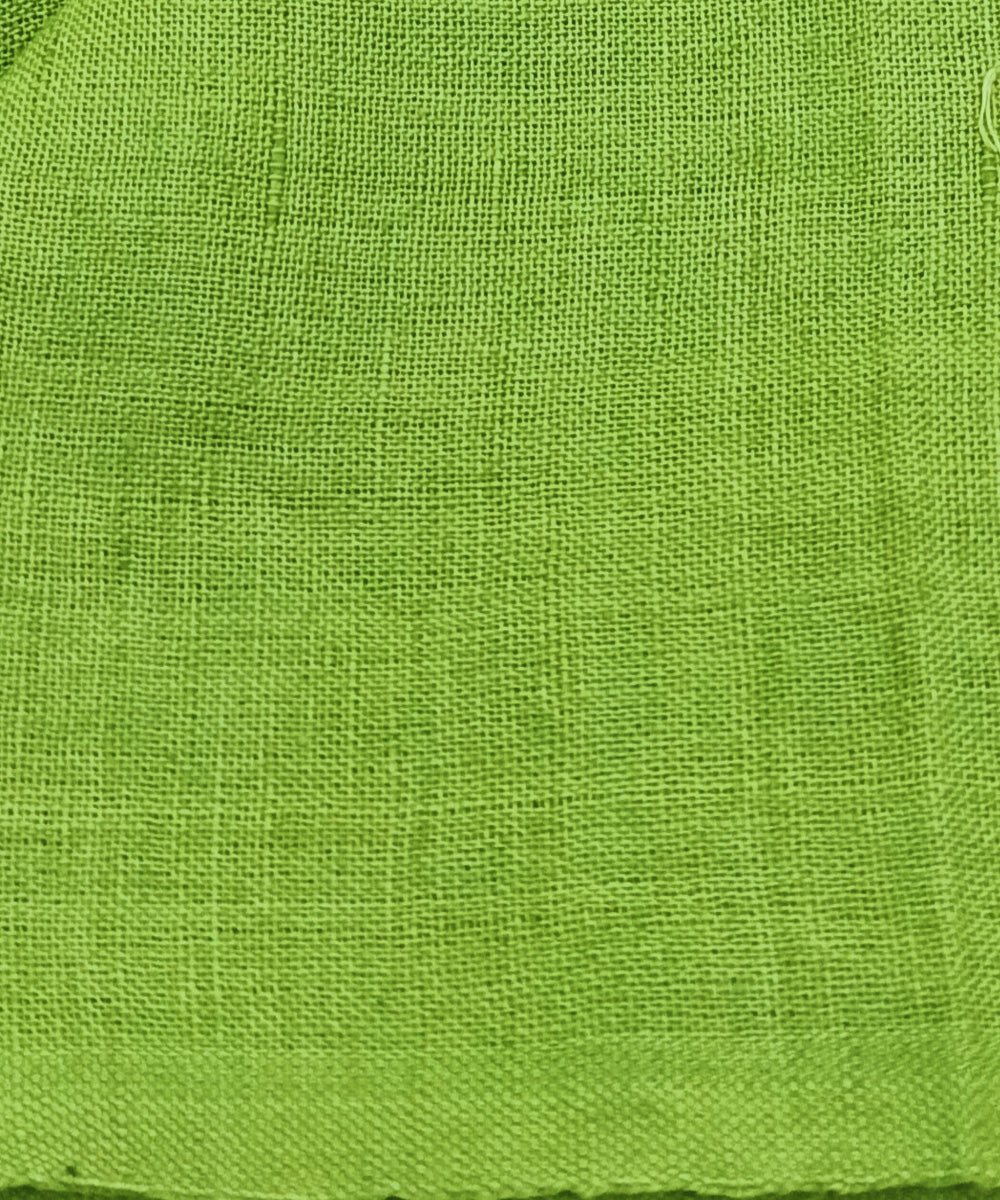 Light green handwoven linen khadi fabric