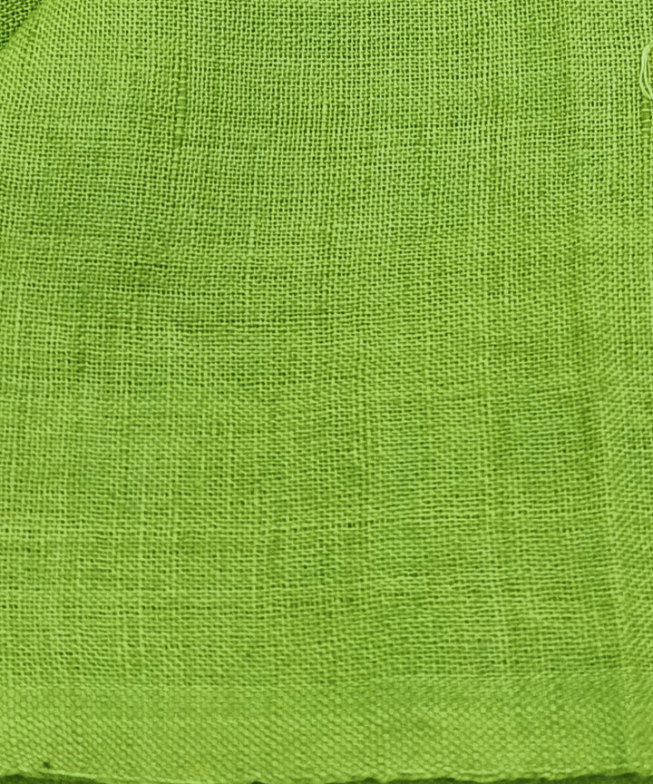 Light green handwoven linen khadi fabric