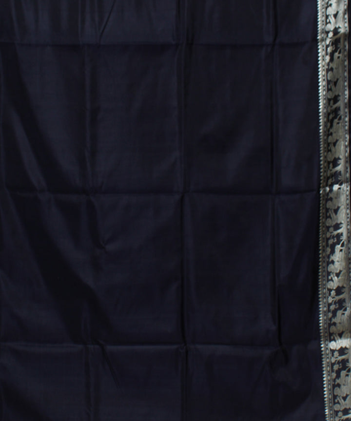 Navy blue handwoven baluchari silk saree