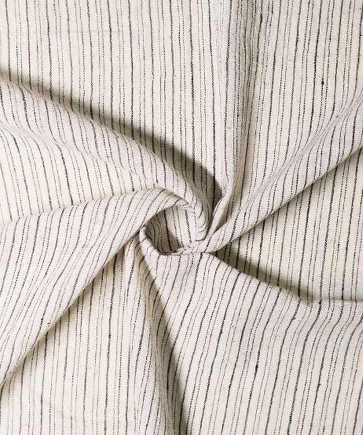 Black stripe on cream handwoven cotton kala cotton fabric